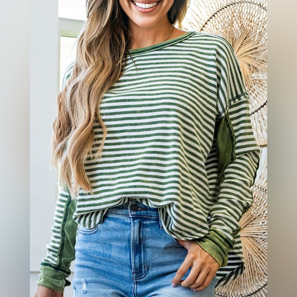 Striped Green Women's Top